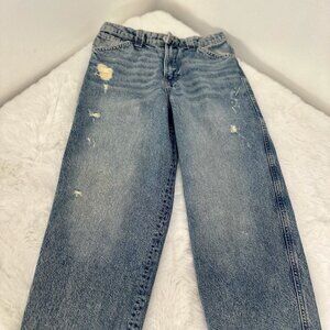 H&M Girls Baggy Fit Jeans – Distressed Light Wash